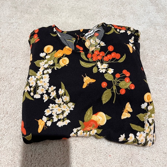 Reformation Black Floral Midi Dress - Picture 2 of 10